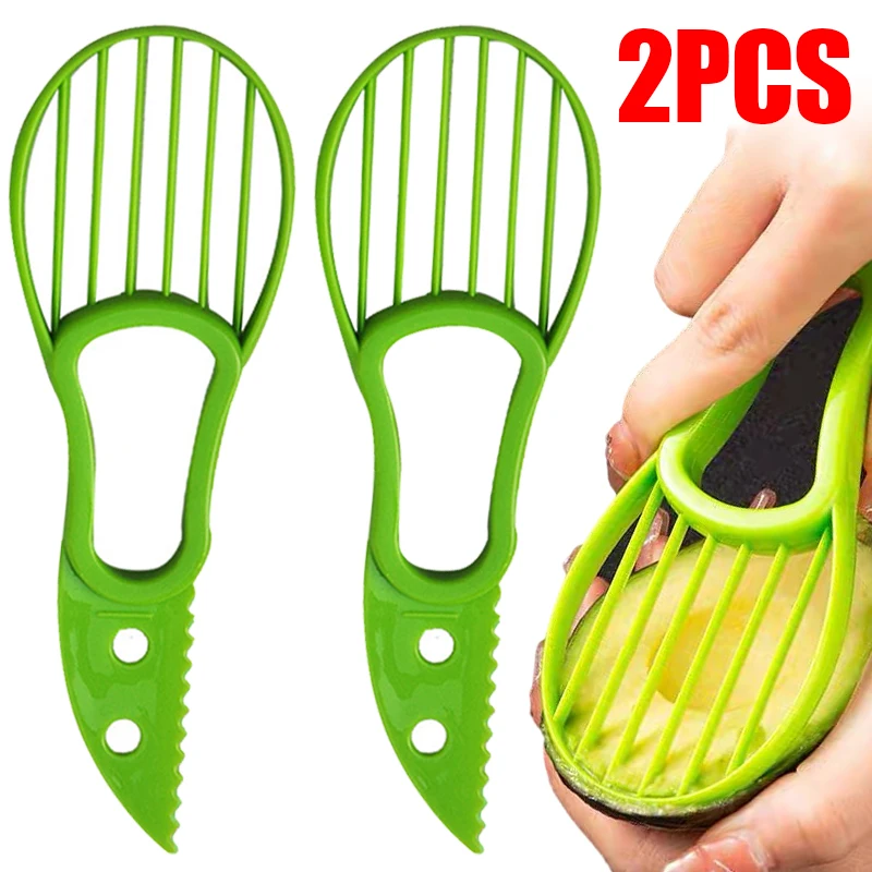 3 in 1 Avocado Slicer Mango Kiwi Fruit Pulp Separator Banana Cutter Butter Pitaya Peeler Slicer Plastic FruitKnife Kitchen Tool