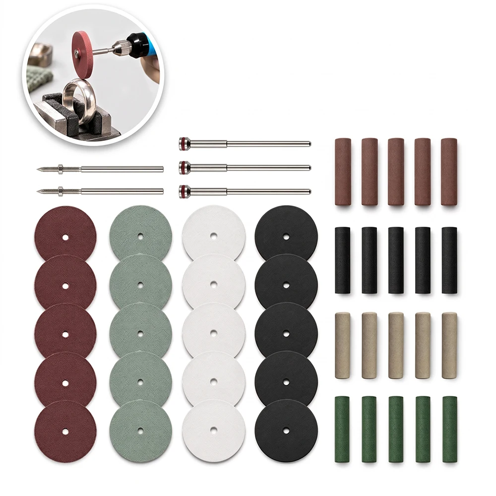 Silicone Rubber Polishing Wheel Disc Set with 2.35mm Mandrel Shank for Rotary Tool Jewelry Dental Metal Grinding Finishing