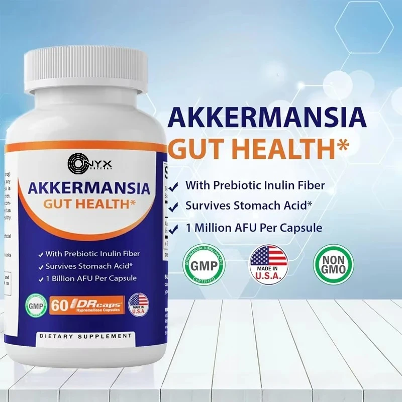 Akkermansia Muciniphila Vitamin Supplement 60 Delayed Release Capsules Prebiotic Inulin Fiber Intestinal Health Support