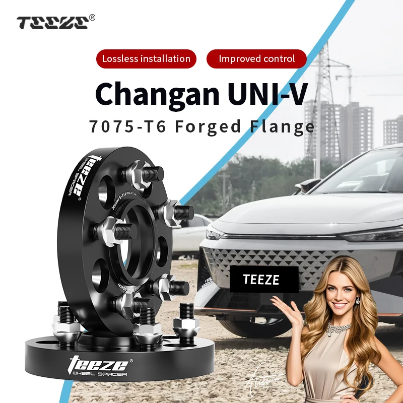

Teeze 2/4pcs 5x114.3 CB 60.1mm M12x1.5 Hub Centric Black Forged wheel spacer For Changan UNI-V Flange Plate 15/20/25/30/35mm