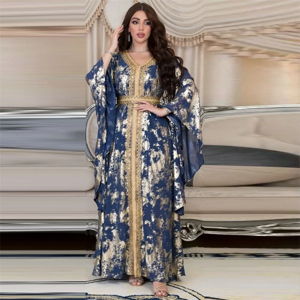 2024 Ramadan Eid Mubarak Djellaba Abaya Muslim Women Chiffon Maxi Dress Islamic Evening Party Gown Robe Jalabiya Kaftan Dubai