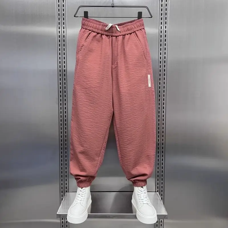 

Мужские летние тонкие льняные брюки-шаровары из 300-граммового льна, с эластичным поясом, длиной до щиколотки, свободного кроя, для повседневной носки и спорта