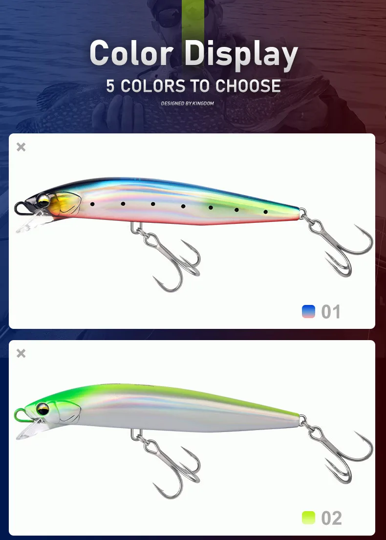 Kingdom Saltwater Minnow-Köder, 140 mm, 38 g, sinkender Draht, durch den Körper, langer Wurf, künstlicher Köder, Wobbler für Seebarsch, Jerkbait – Detail 8