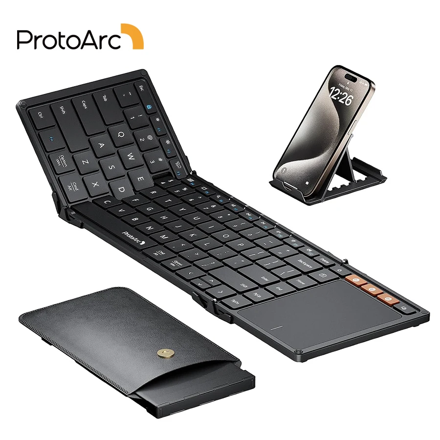 ProtoArc XK01 TP Foldable Keyboard with Touchpad Folding Bluetooth Travel Keyboards for iPad iPhone Laptop PC Tablets