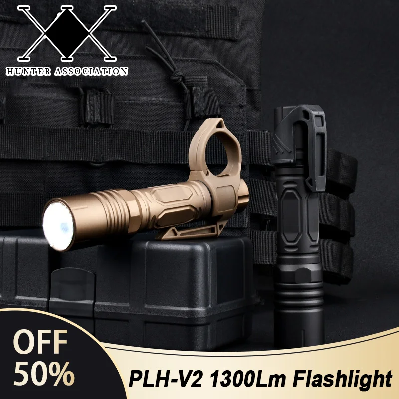 

Tactical Handheld PLH-V2 Metal 1300Lumen Powerful Flashlight Handheld Fit 20mm Rail Hunting Airsoft Weapon Scout Outdoor Light