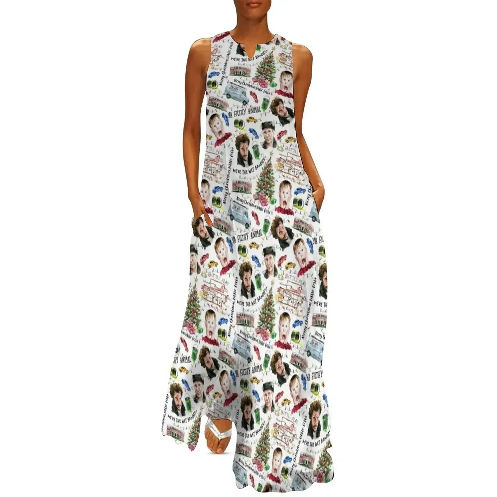 

Home Alone Kevin McCallister Christmas Holiday Pattern Long Dress Elegant gowns bandage dress elegant women's sets Dress