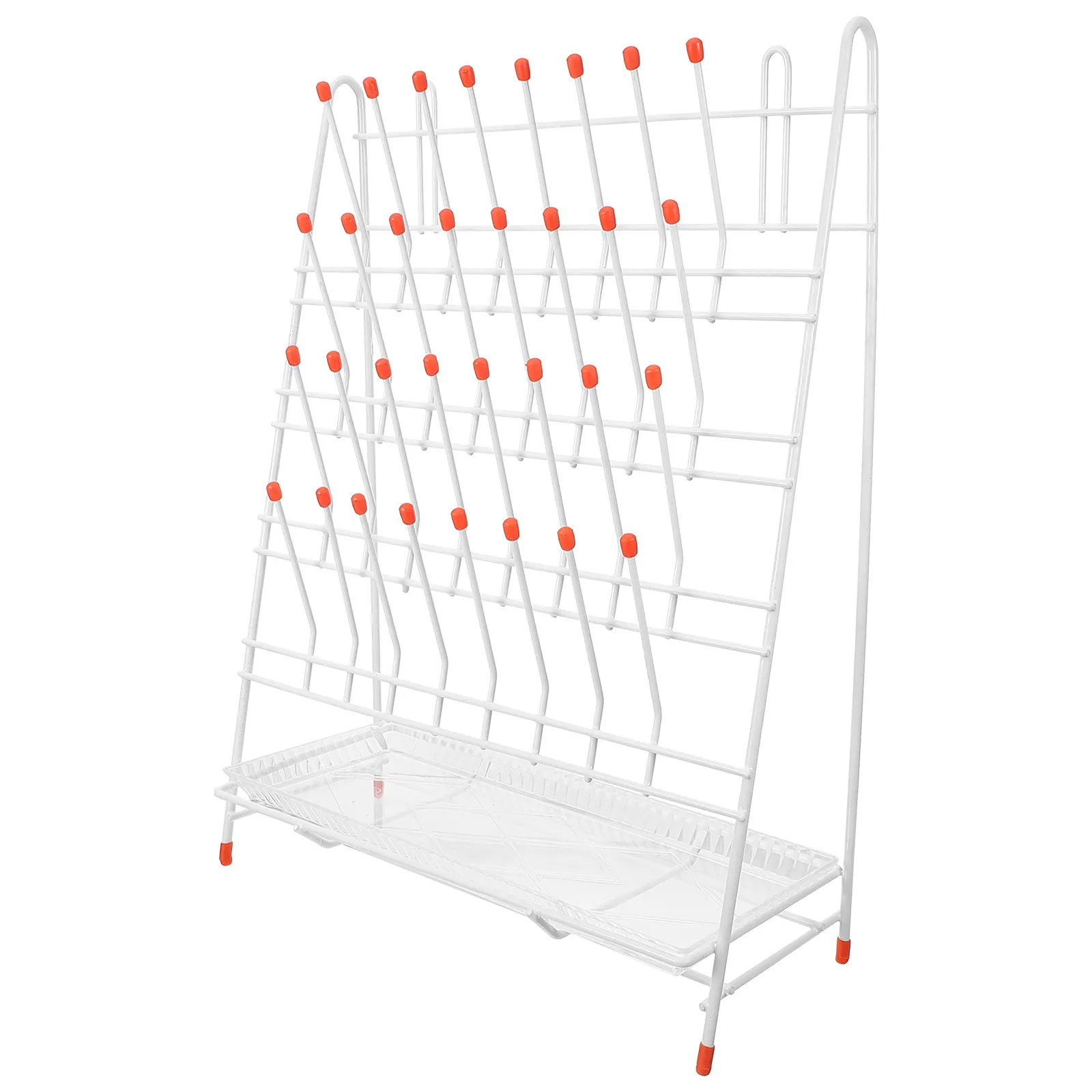32-Peg Test Tube Drying Rack Iron Material Laboratory Draining Drying Rack Enhanced Stability Anti-Slip Pads for Lab Glassware