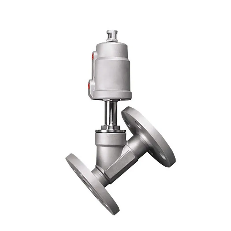 DN100 Stainless Steel Flanged Pneumatic Angle Seat Valve Normally Closed Pneumatic ValvesFor Steam Gas Oil