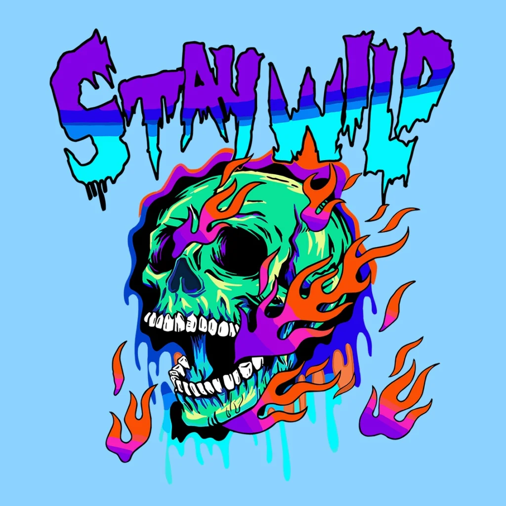 1Pc Stay Wild Flame Skull Vinyl Sticker, Waterproof Anti-Scratch Decal for Car Motorcycle Helmet Laptop Window Decor