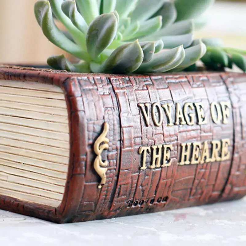 Decorative Book Planter Resin Vintage Book Lover Flower Pot Creative Literary Books Floral Vase For Garden Landscape