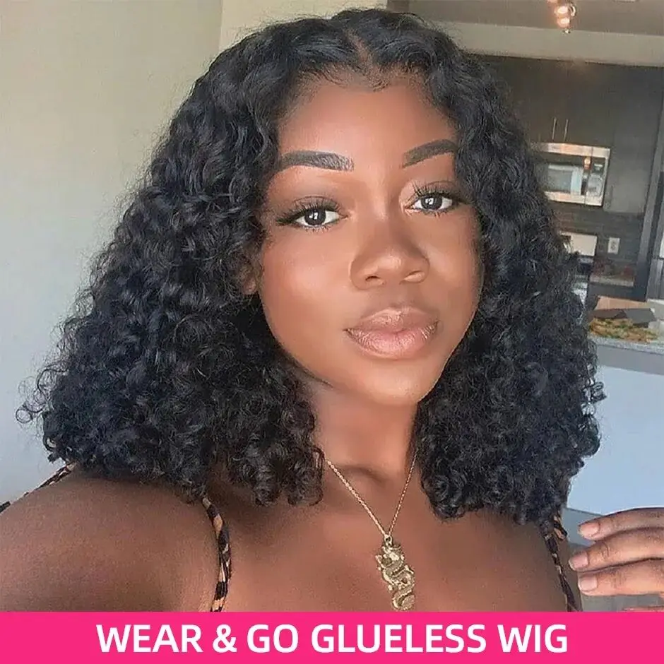 

12A Glueless Short Curly Bob Wig Malaysian Lace Front Human Hair Wigs For Women Wet And Wavy Water Wave Bob Wig 13x4 Frontal Wig