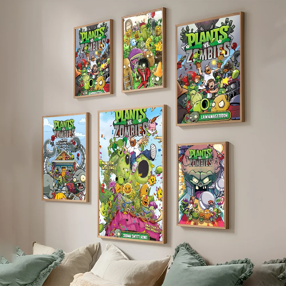 Game P-Plants V-Vs Z-Zombies Classic Movie Posters Vintage Room Bar Cafe Decor Nordic Home Decor