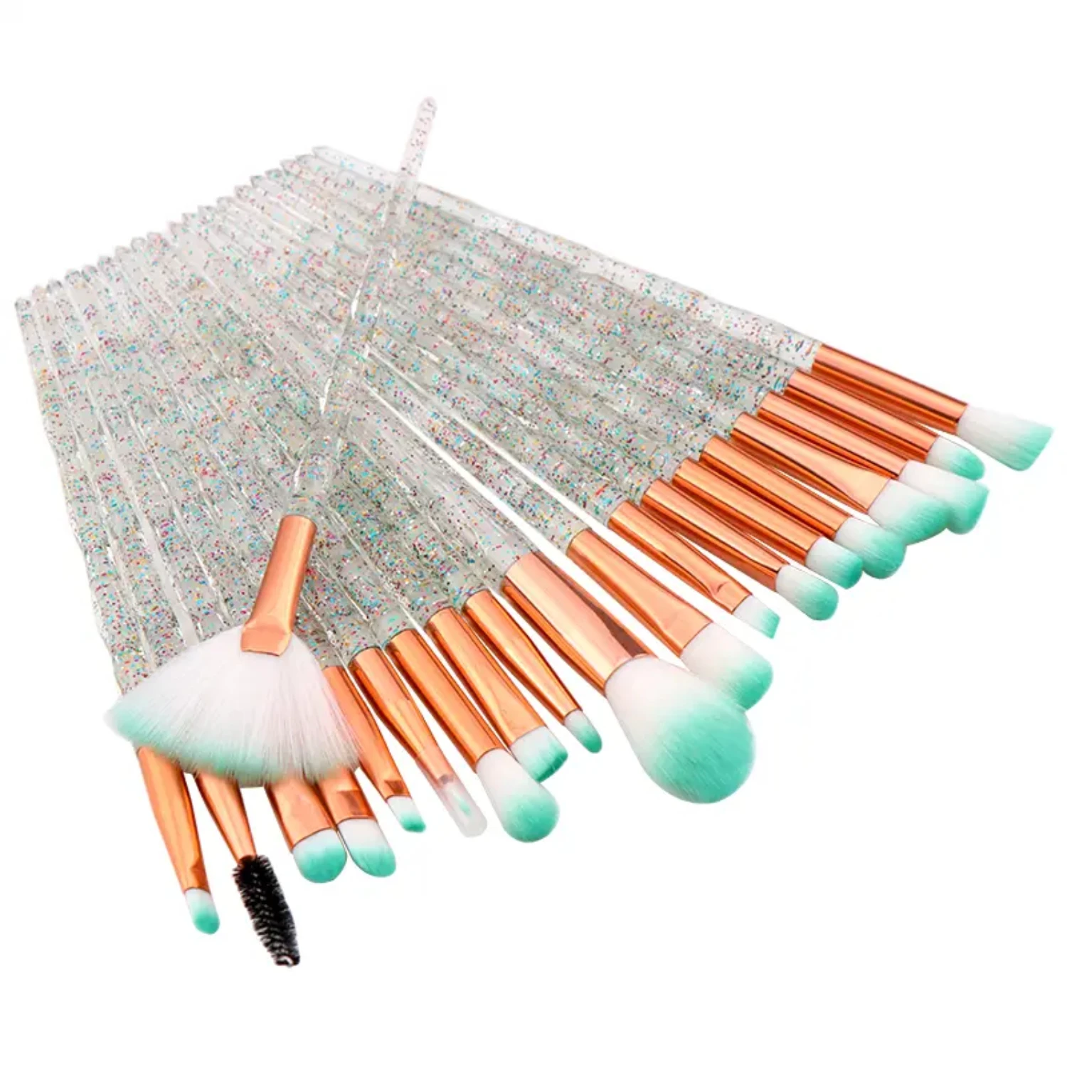 Lujoso juego de brochas de maquillaje con mango de diamante de 20 piezas para una aplicación impecable