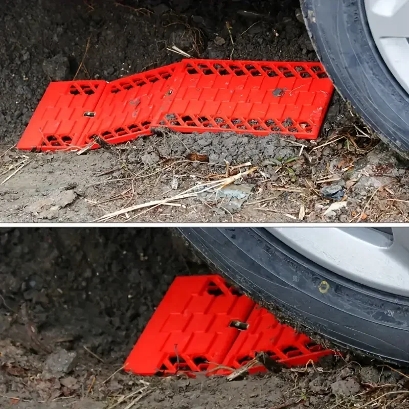 2pcs Collapsible Tire Traction Pad Emergency Car Escape Board Reliable Car Escape Device for Snow, Ice, Mud, and Sand