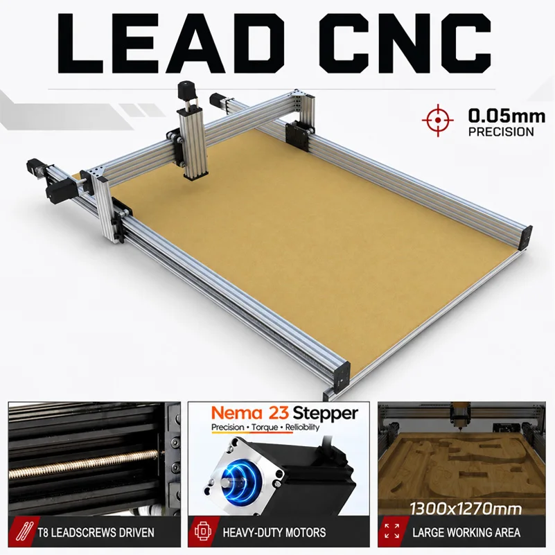 OpenBuilds LEAD CNC Machine Mechanical Kit 4-Axis Screw Driven DIY CNC Router Engraver for Wood Metal Acrylic PCB Milling Kit