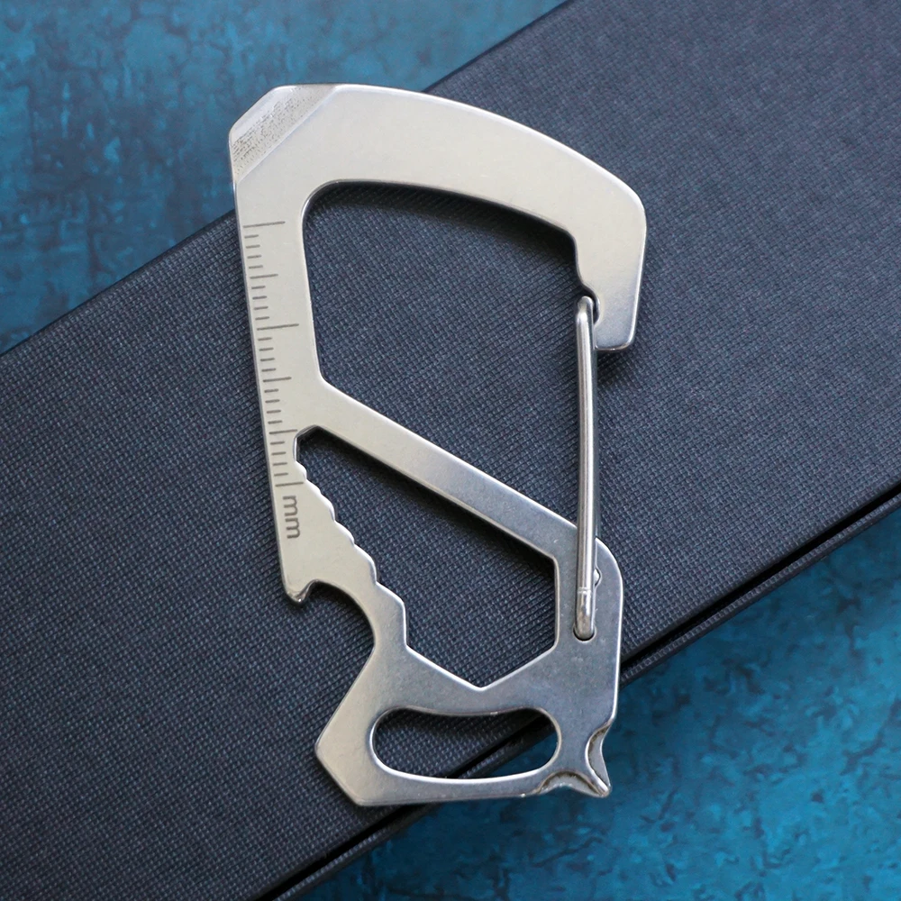 TACRAY Carabiner Clip Multitool Stainless Steel 7 Tools in 1 Quick Release Clasp Wrench Philips Screwdriver Slotted Key Holder