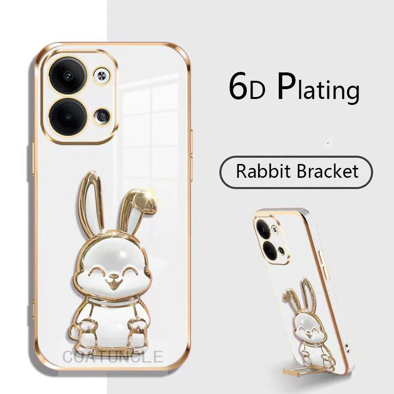 6D Rabbit luggage Holder Plating Phone Bracket Case for Samsung Galaxy A05s A05 s GalaxyA05 A 05 Stand Silicone Soft Back Cover