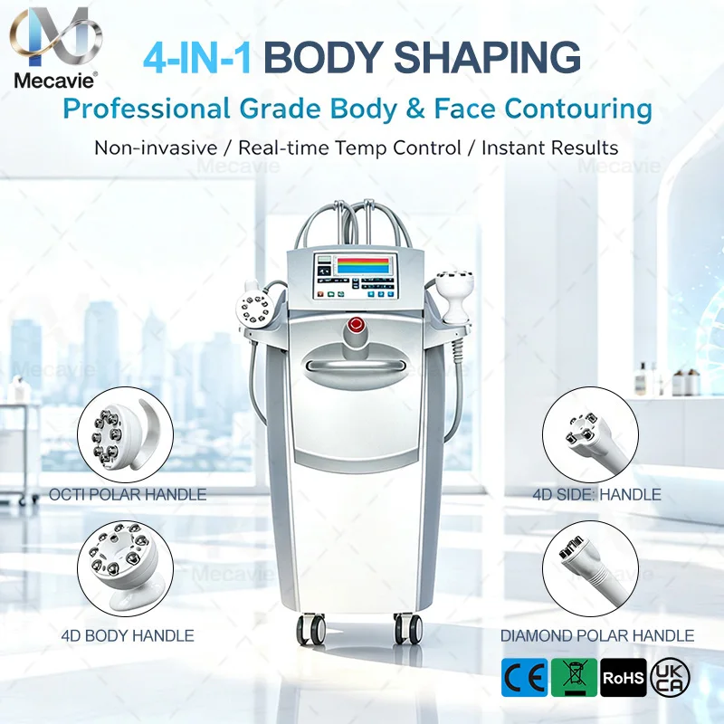 All in One Body Shaping Facial Anti Aging Beauty Instrument 4 Special Handpieces for Full Body Face Skin Tightening Cellulite