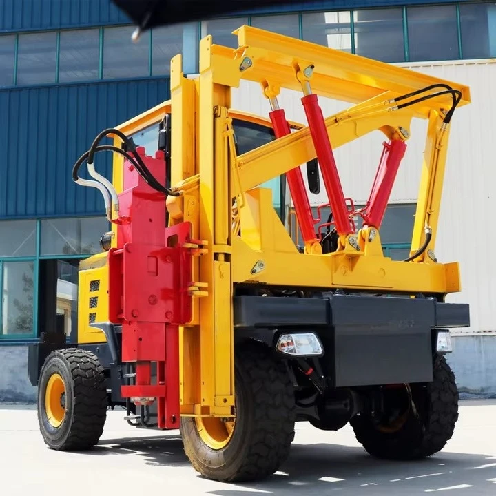 Multi Function Mobile Guardrail Pile Driver with Engine Powered Pump for Highway & Road Construction