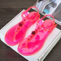 Handwork Flower Women jelly Sandals 2022 New Clip Toe Flip Flops Shoes Female Flat Casual Beach Holiday Non-slip Slippers 2023