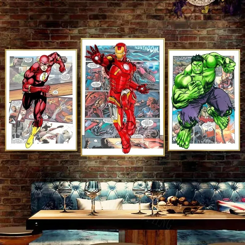 M-Marvel Movie Poster S-Spiderman Painting I-Iron M-Man H-Hulk Wall Art Print Kids Room Decoration Modern Home Decor Gift