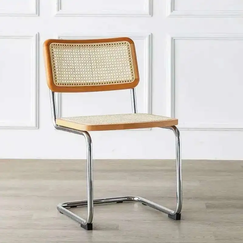 Wicker Square Rotin Rattan Set Chairs Chair Dining Metal Armrest Fauteuil Single Mid Designer Century Modern Rattan Furniture