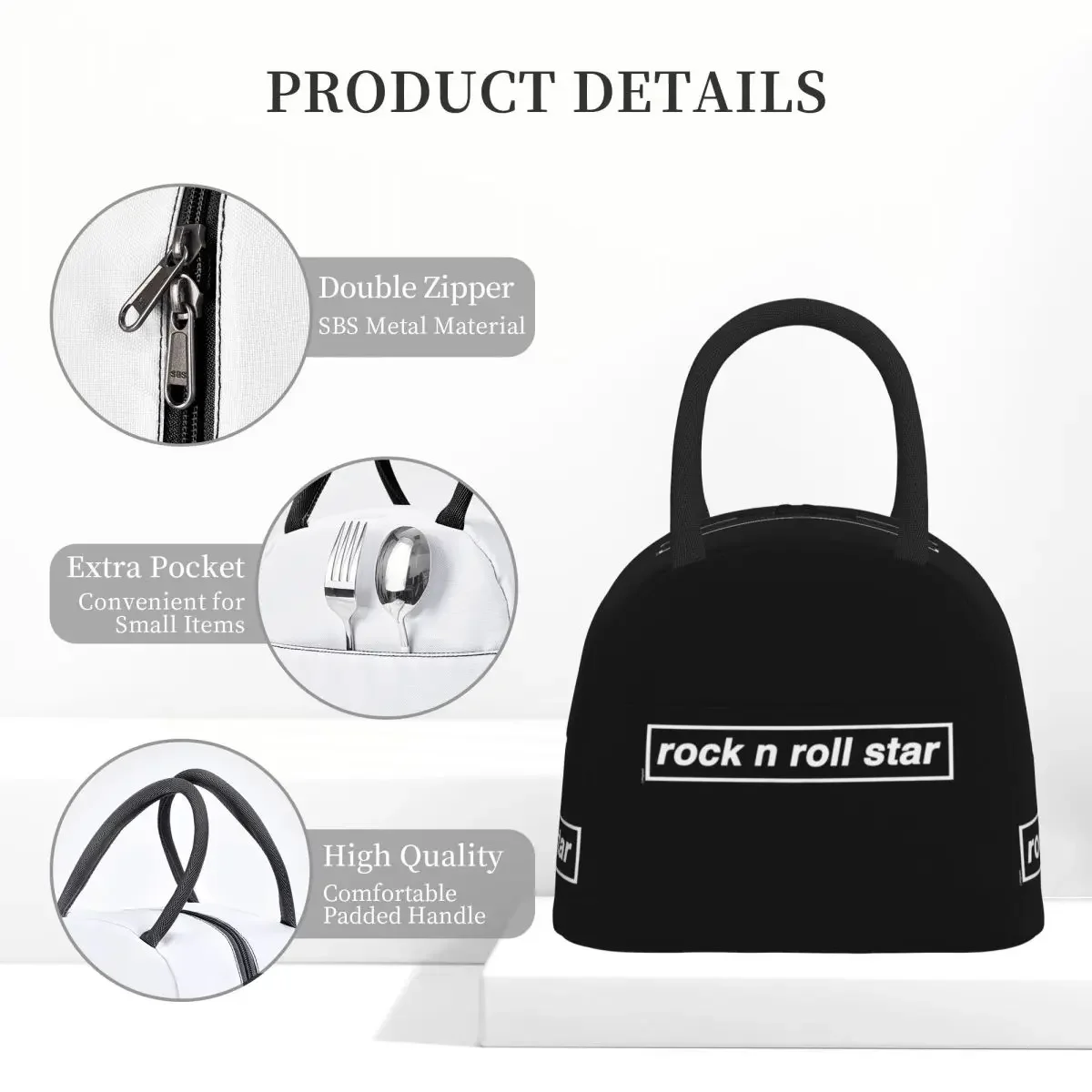 Rock N Roll Star Insulated Lunch Bag for Women Office Cooler Thermal Food Box Tote Leakproof Lunch Boxes Container