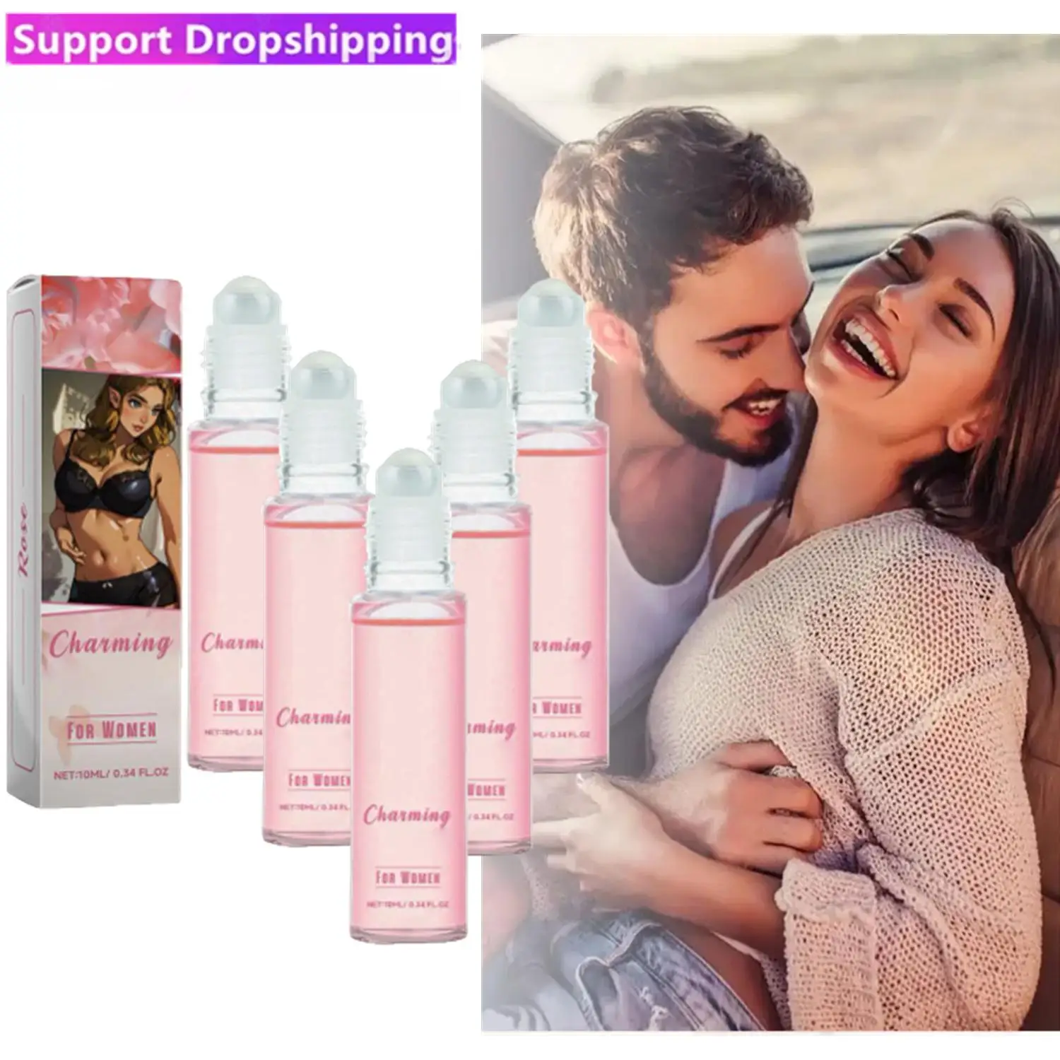 Sexuellement de rouleau de phéromone pour femme, longue durée, séduction, flirt, glamour, rendez-vous, parfum, attraction 7.0, 5 pièces