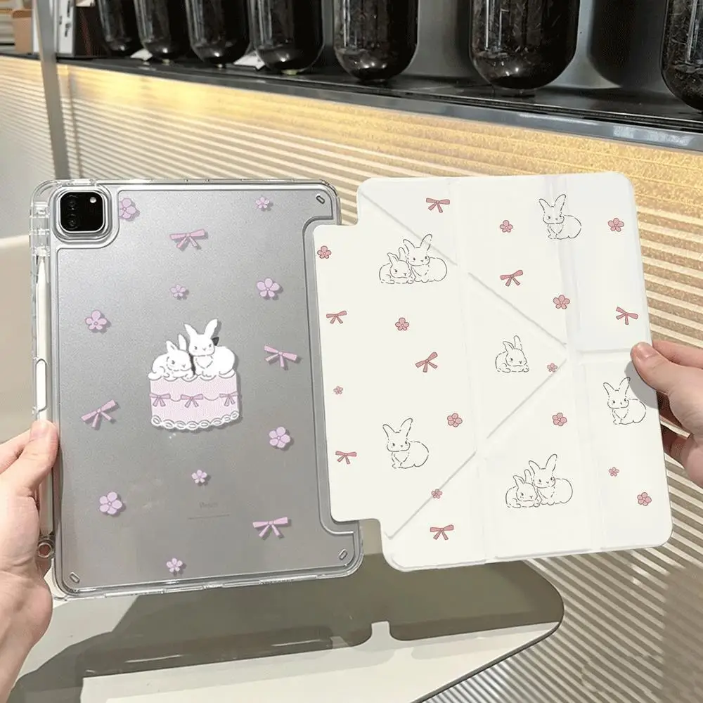Cute Bunny Pink Bow Cartoon For IPad Pro 11Case 10.2 9/8/7th Generation 9.7 5/6th Air4/5 10th 10.9 Air 10.5 Pro 12.9 Mini 6 Case
