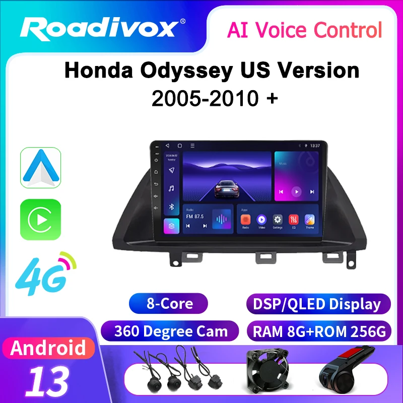 

Автомагнитола roadivox, Android, для Honda Odyssey US Version 2005 2010, GPS-навигация, видео, мультимедийный плеер, магнитофон carplay