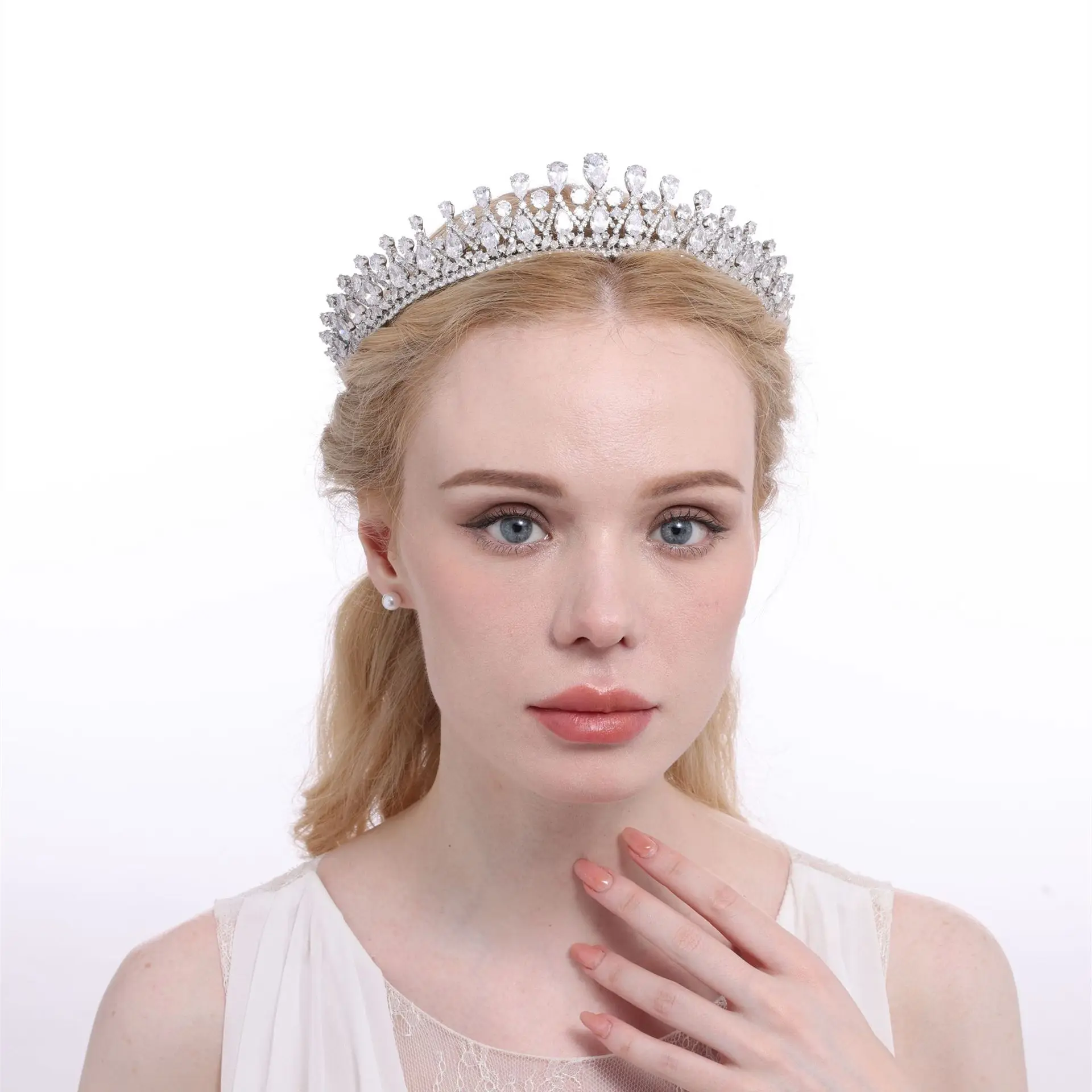 Luxury Bridal Tiara Crown For Wedding Headdress Cubic Zirconia Princess Queen Crowns For Women 15 Years Prom Bride Headpiece