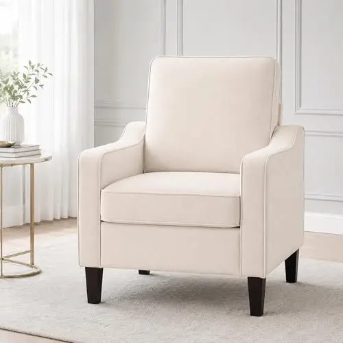 Comfy Accent Chair for Living Room, Modern Reading Chair for Bedroom, Beige | Upholstered Arm chair, Single Sofa Chair