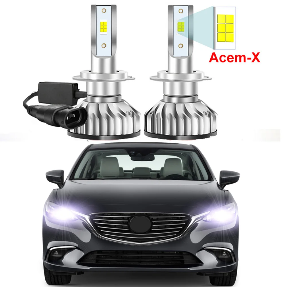 2Pcs Car LED Headlight Bulbs For Mazda 6 2014 2015 2016 2017 (Only fit original is halogen) High LOW Beam Canbus