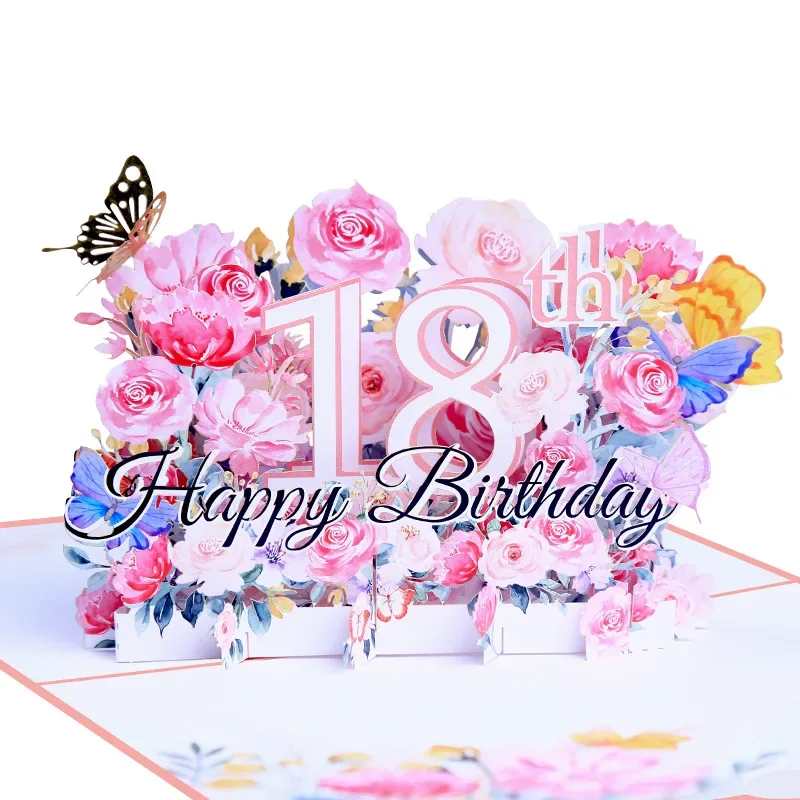 2024 Creative Pop-Up Flower 3D Fragrance Happy Birthday Card Laser Hollow Paper Carving Blessing Gift with Message Small Card