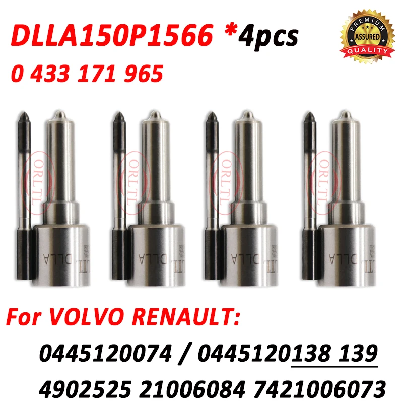 

4 шт. DLLA150P1566 0433171965 новая форсунка дизельного топлива DLLA 150 P 1566 для Volvo 0445120074 0445120138 4902525 21006084