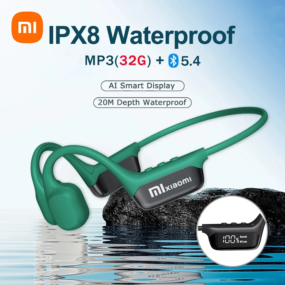 Xiaomi Mijia Bone Conduction Earphones IPX8 Waterproof Headset for Swimming Bluetooth 5.4 Wireless Sport Headphones MP3 32G RAM