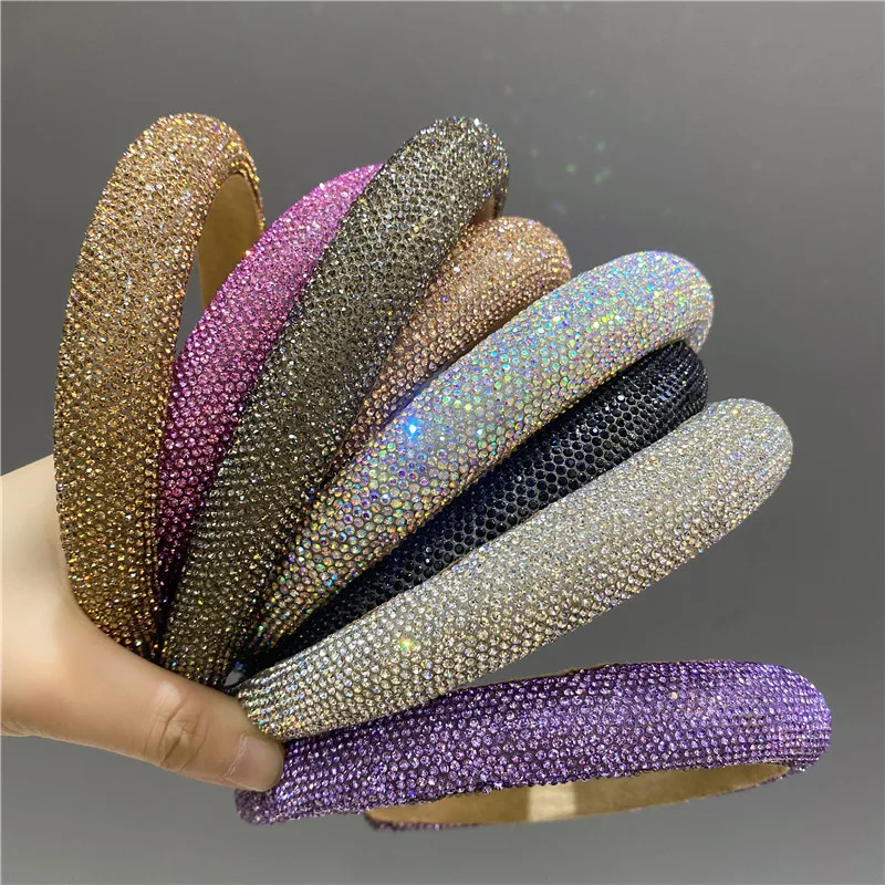 Women Girls Rhinestone Glitter Sponge Padded Hairband Headband Adult Hair Accessories Hair Jewley