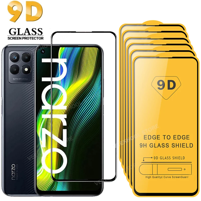 2-4PCS 9D Glass for Realme Narzo 50A 50 50i 30 30A 20A Pro 5G Anti Explosion Screen Protector Film for Realme Narzo 50A Prime