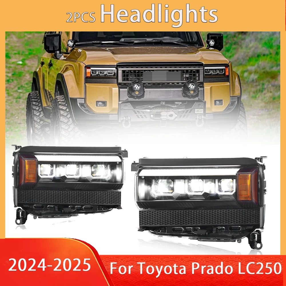 

Автомобильные светодиодные фары для Toyota Prado LC250 TX 2024-2025 LHD RHD стиль светодиодные фары в сборе обновление объектива проектора аксессуары