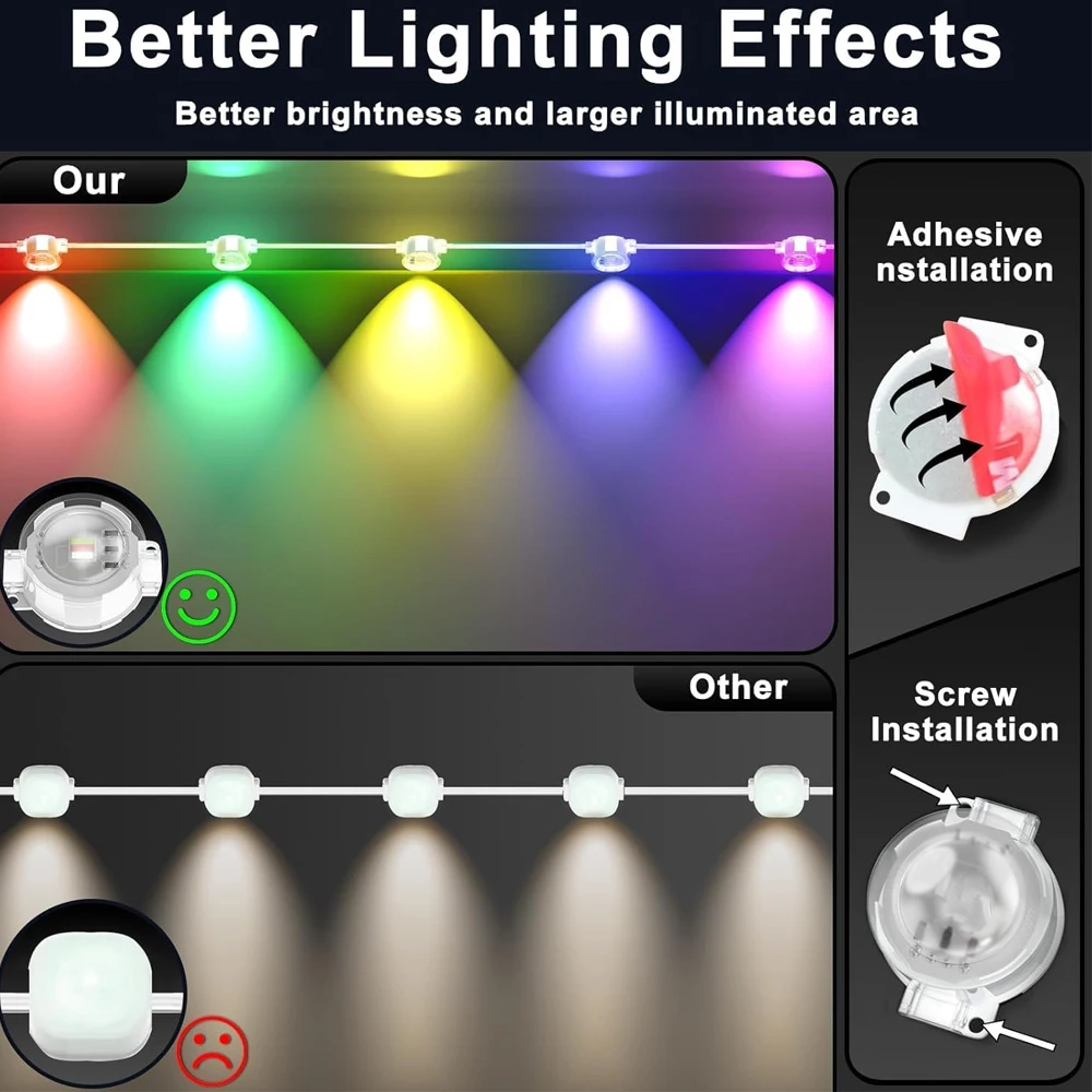 30M 60LED Permanent Traufe LED Lichter Im Freien Wasserdichte RGB Lichterketten DIY Szene Weihnachten Geburtstag Urlaub Party Beleuchtung – Detail 8