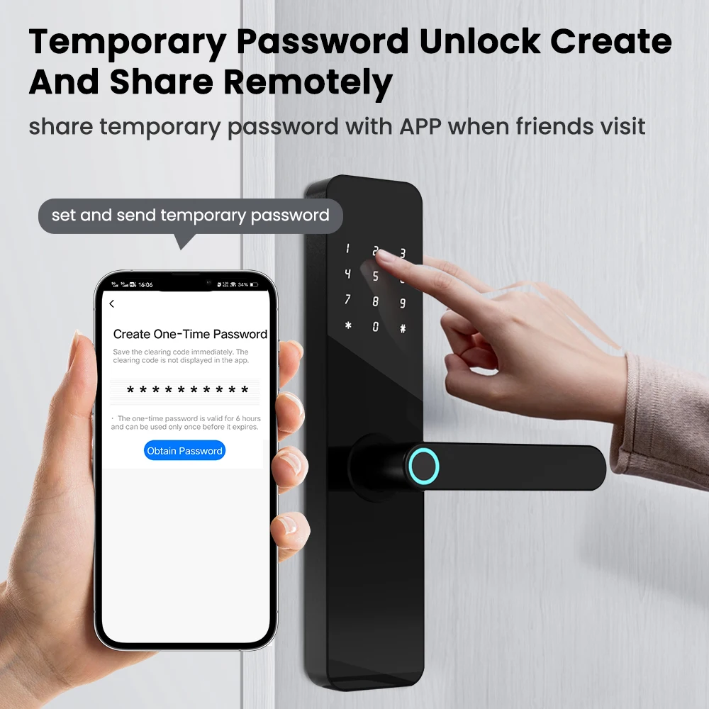 AVATTO Tuya WiFi Digital Electronic Lock Biometrics Fingerprint With Password/Key/IC Card，Smart Door Lock With USB Emergency