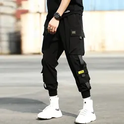 2024 Spring Autumn New Men's Korean Fashion Multi-pocket Loose Ins Nine-minute Drawstring Leg Work Pants Casual Daily Sweatpants