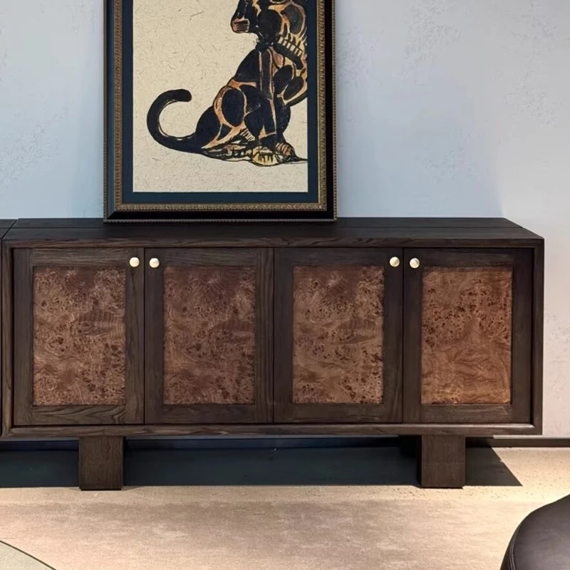Vintage solid wood nodule sideboard, living room TV cabinet, second-hand storage cabinet for home use