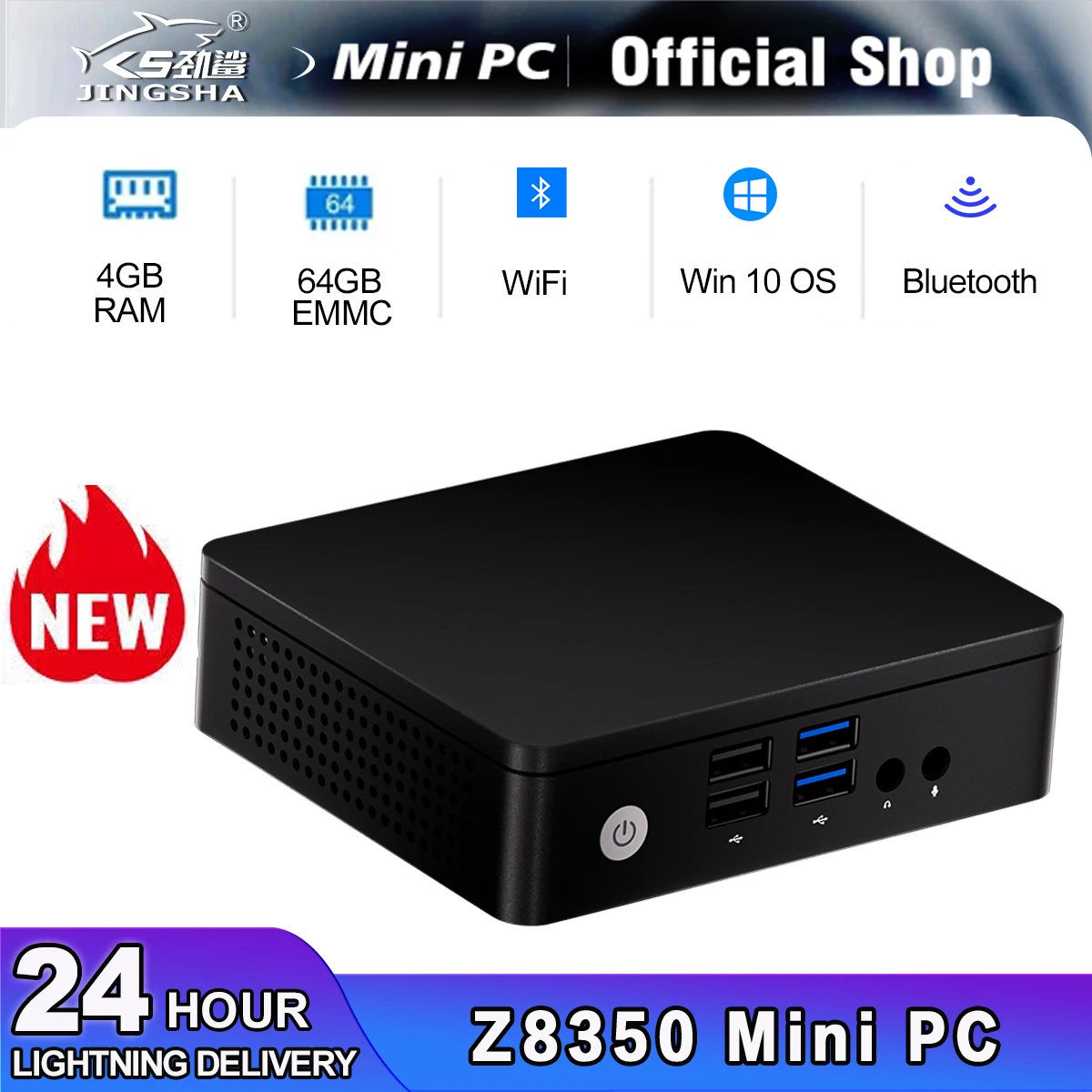 Newest MINI PC X5 Z8350 4GB RAM 64GB SSD Windows 10 Linux Support 2.5 Inch HDD VGA HD Dual Display WiFi Computer Office TV BOX