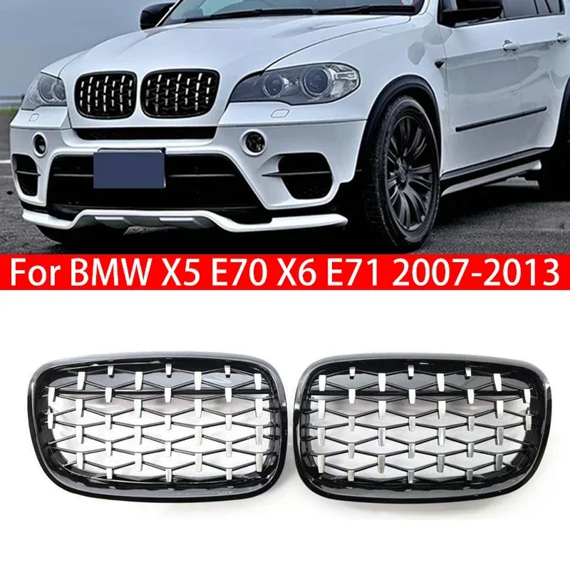 

X-T для BMW X5 E70 X6 E71 2007-2013, автомобильная решетка, передняя решетка почек, ромбовидный стиль, хромированный черный 51137157687 51137157688 51137185223
