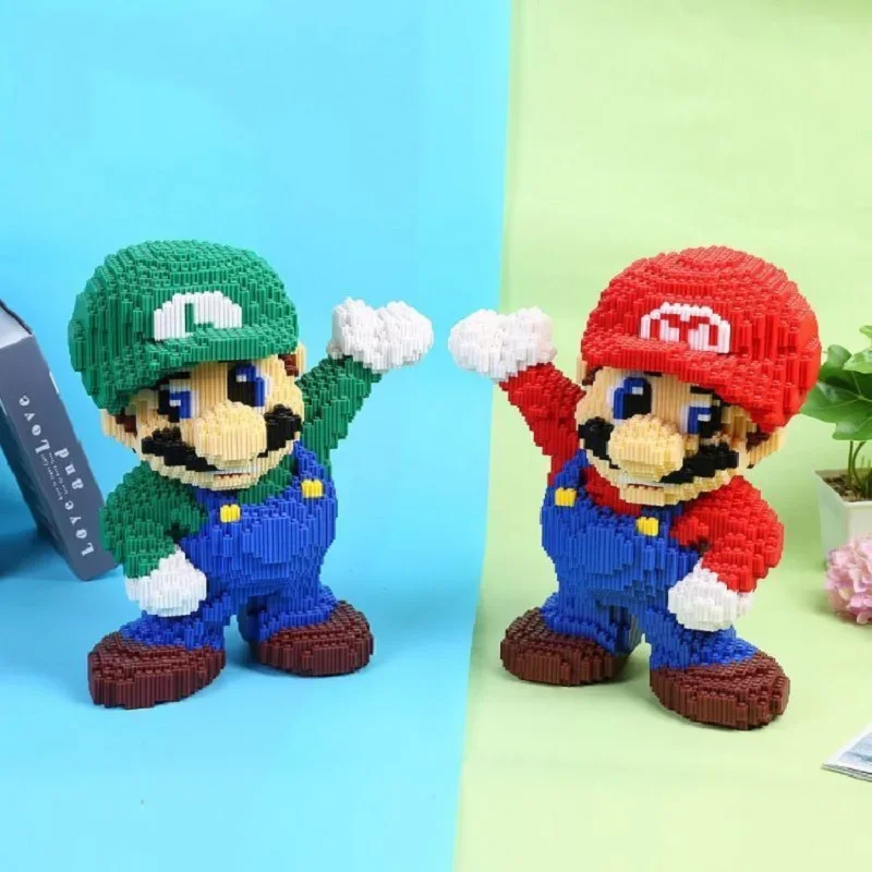 

2025 35cm Super Marios Bros Big Building Blocks Anime Figure Cartoons Model Gient Super Mario Blocks Ornaments Children Gifts