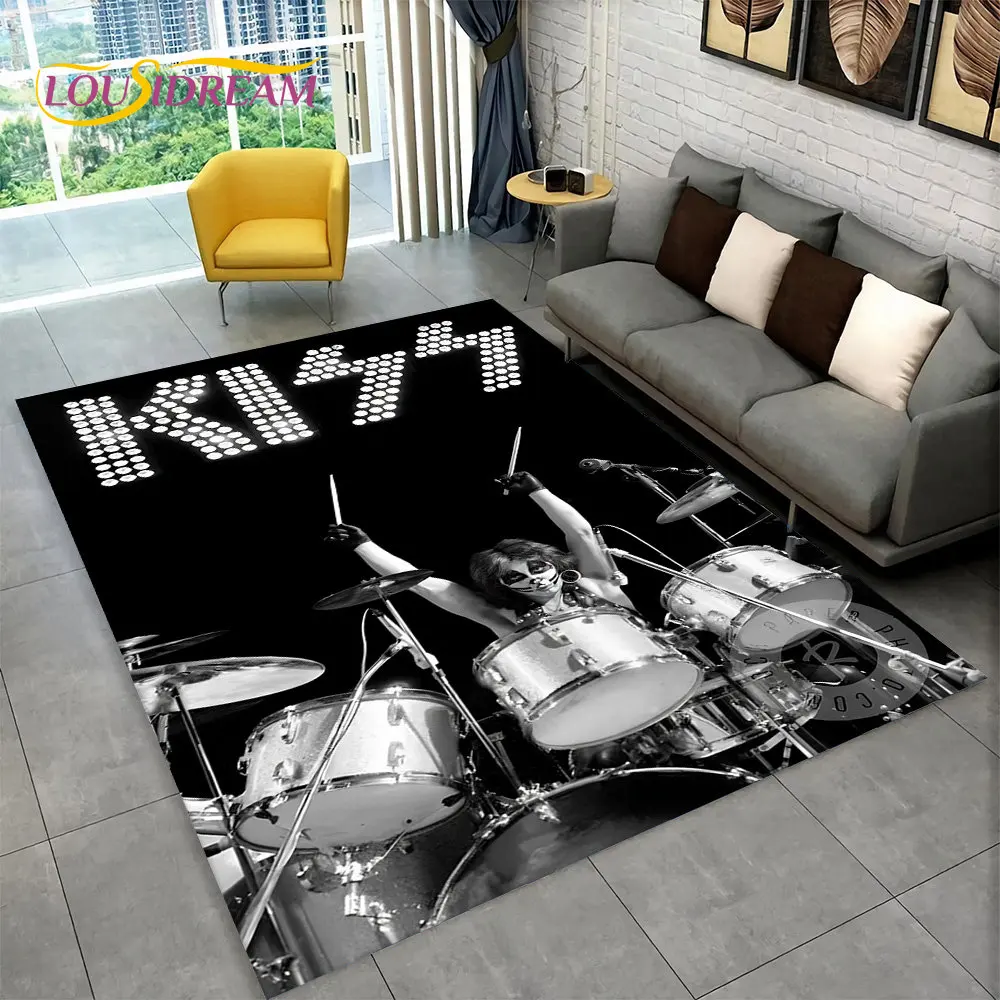 KISS Rock Band Retor Area Rug,Carpet Rug for Home Living Room Bedroom Sofa Doormat Decor,Kitchen Non-slip Floor Mat Alfombra