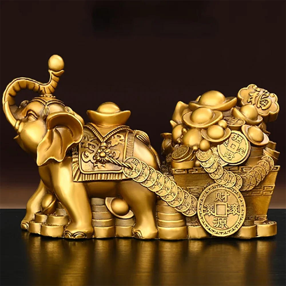 

Pure Copper Elephant Ornaments Elephant Pull Yuanbao Jubilee Ruyi Lucky Elephant Home Office Desktop Decoration