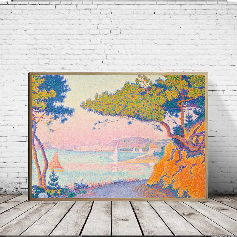 Paul Signac Pointillism Artwork Poster The Bonaventure Pine Canvas Painting Wall Art Pictures for Room Home Office Decoration