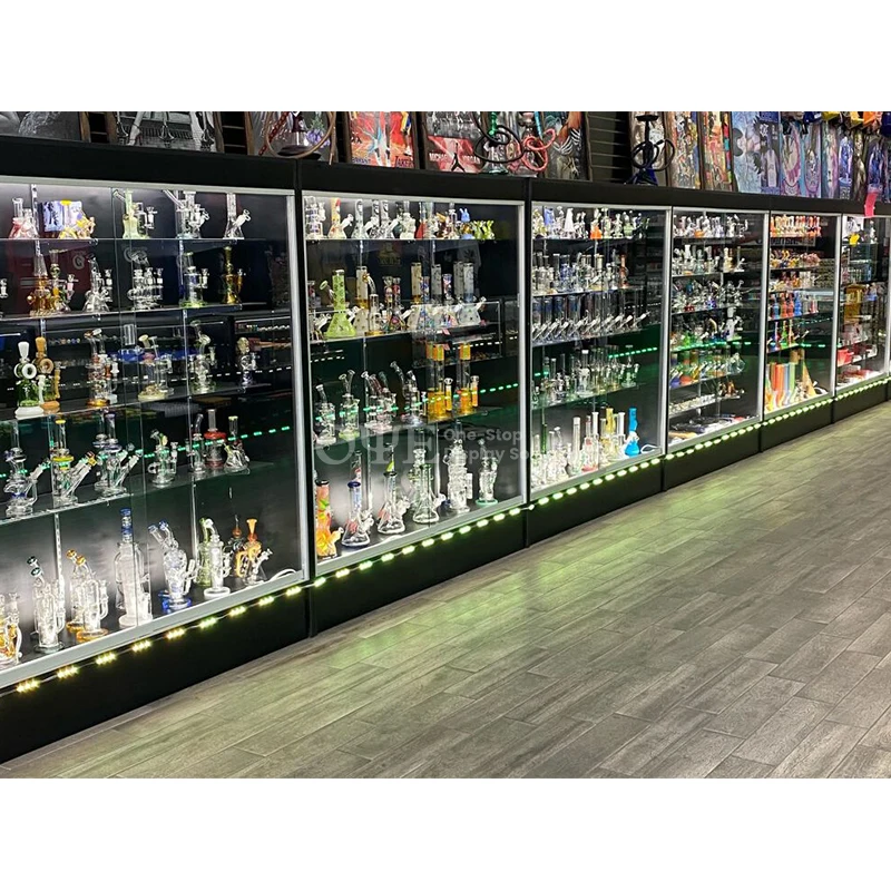 

Custom. Retail Smoke Shop Design Cabinet Rack Cigarettes Display Shelves Customized Smoke Display Showcase